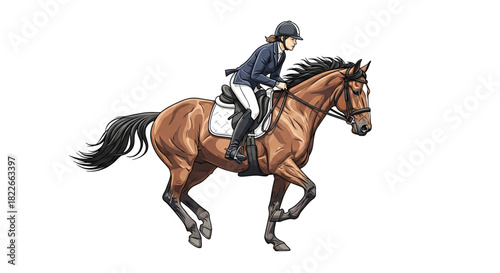 Equestrian elegance: Rider and horse in harmonious movement, an eye-catching image