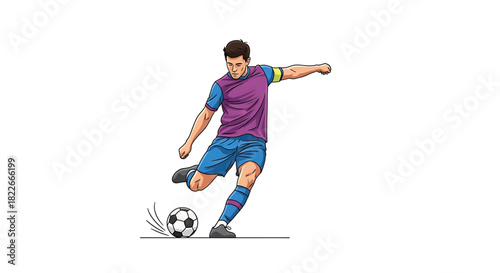 Dynamic Soccer Player Illustration Ready To Kick The Ball Strongly