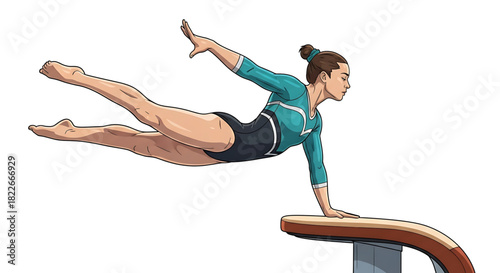 Dynamic Vault: Gymnast performing a handspring vault with style and precision.