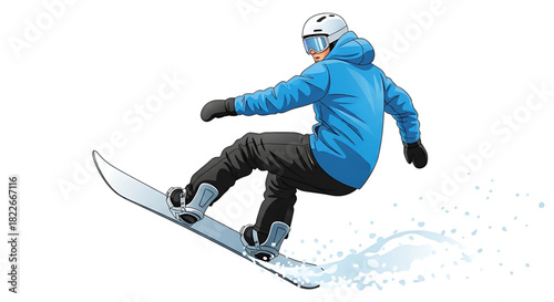 Dynamic Snowboarder in Mid-Air: A Winter Sports Illustration Depiction