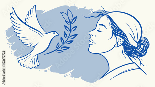 Vector illustration of a glamour lady model with beautiful face, long hair, and fashion design sketch