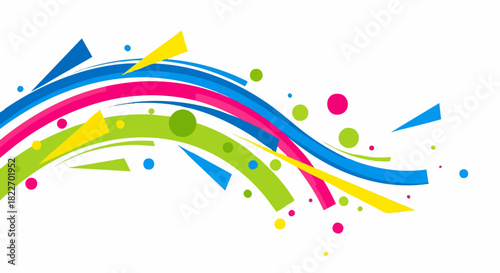 Colorful abstract design with curved lines and shapes.