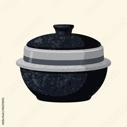 Earthenware Pot Illustration for Traditional Cooking Art and Culinary Display
