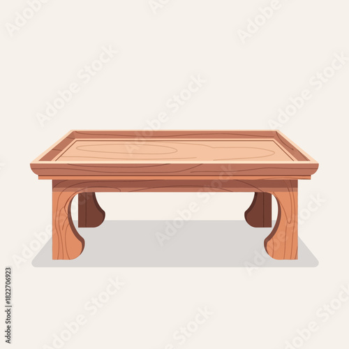 Minimalist Wooden Table Illustration for Interior Design and Decoration Ideas