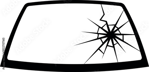 Cracked windshield damage icon Vector