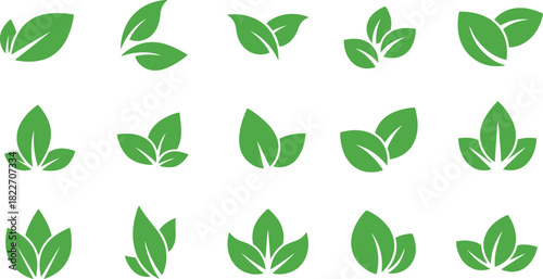 Leaf green icons set Vector