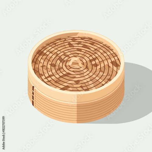 Traditional woven bamboo steamer for healthy and appetizing cuisine