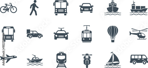 Transportation icons set Vector