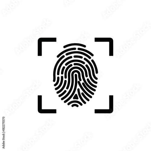 Fingerprint Scan Icon - Biometric Identification and Security Technology.