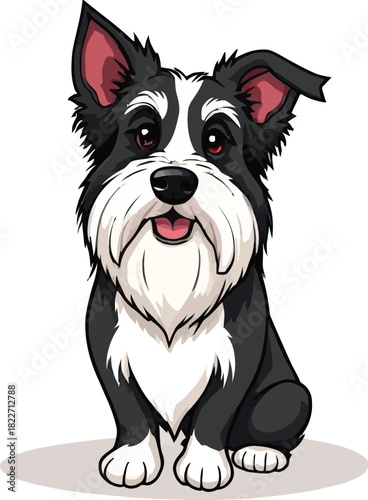 Cute cartoon a illustrator vector Bearded Collie