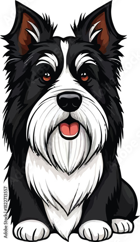 Cute cartoon a illustrator vector Bearded Collie