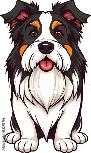 Cute cartoon a illustrator vector Bearded Collie