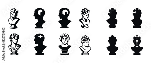 Abstract busts and silhouettes: geometric and classical art fusion