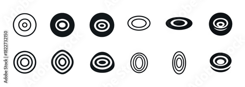 Set of monochromatic geometric circle patterns and concentric designs