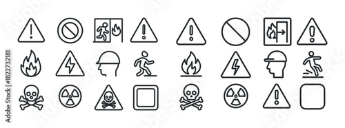 Safety symbols: warning signs and hazard icons for workplace safety