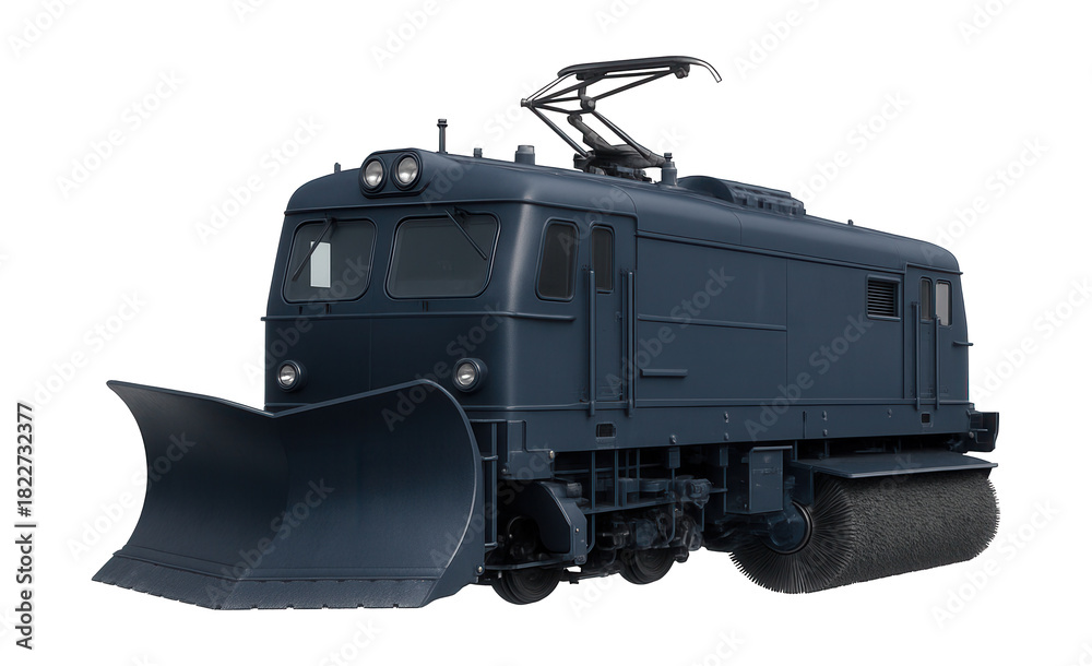 Fototapeta premium Versatile snow removal train with swapable plow and broom attachments.