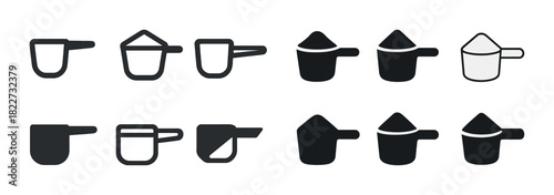Set of eight measuring cup silhouettes in various styles