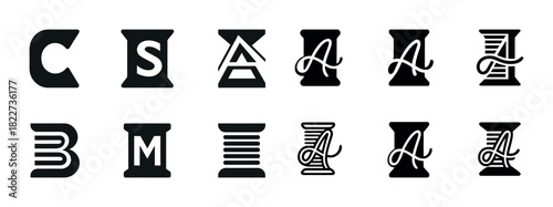 Monogram logos with creative typographic designs and letter variations