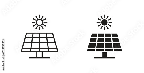Solar panel icon line and filled style suitable for web and mobile application