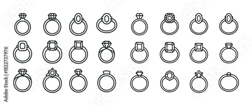 Variety of geometric engagement ring designs and settings