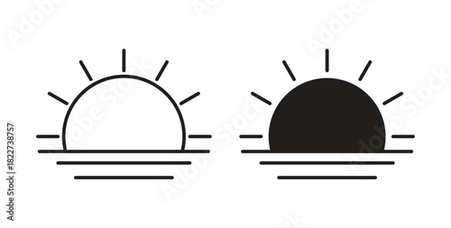 Sunrise icon line and filled style suitable for web and mobile application