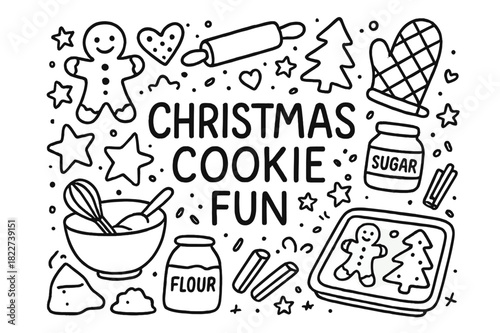 Christmas Cookie Creation. Christmas cookie fun. Hand-drawn doodle illustration of Christmas cookie fun.