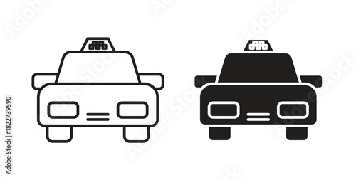 Taxi icon line and filled style suitable for web and mobile application