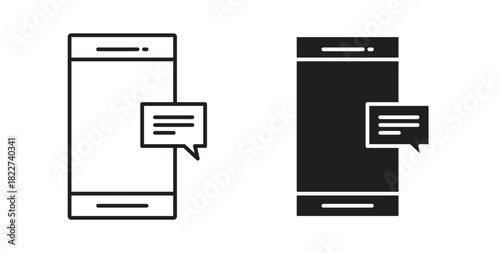 Text message icon line and filled style suitable for web and mobile application
