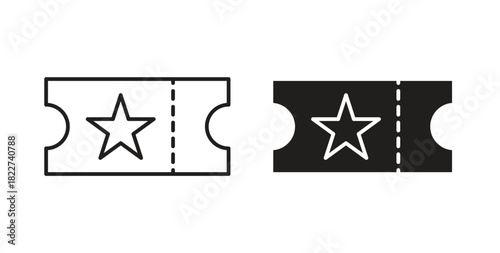 Ticket stub icon line and filled style suitable for web and mobile application