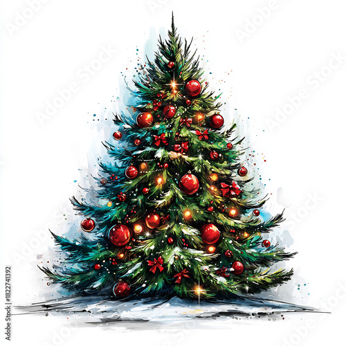 Watercolor Christmas Tree 