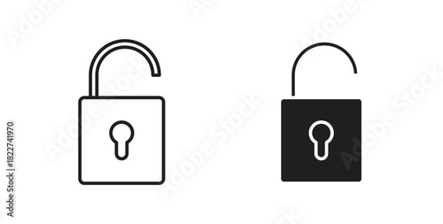 Unlock icon line and filled style suitable for web and mobile application