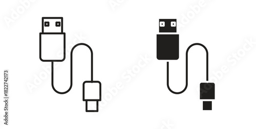 USB cable icon line and filled style suitable for web and mobile application