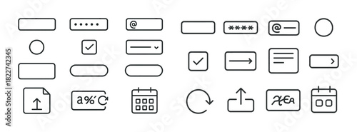 Minimal line icons set: ui elements for web and app design
