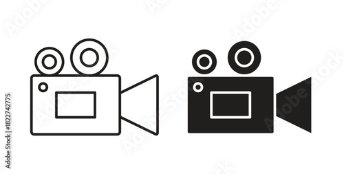 Video camera icon line and filled style suitable for web and mobile application