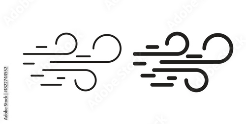Windy icon line and filled style suitable for web and mobile application