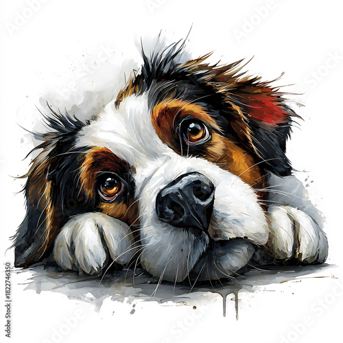 Cute Dog Watercolor Illustration Animal Pet Art