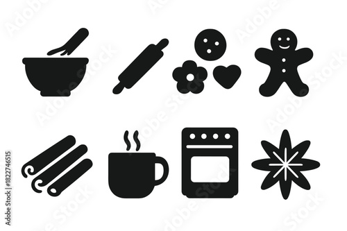 Festive Kitchen Icons. Kitchen full of festive smells. Filled icon set of kitchen full of festive smells: