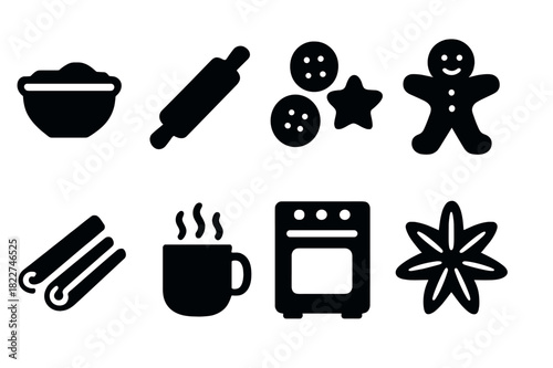 Festive Kitchen Icons. Kitchen full of festive smells. Filled icon set of kitchen full of festive smells: