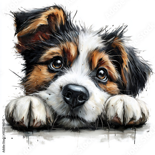 Cute Dog Watercolor Illustration Animal Pet Art