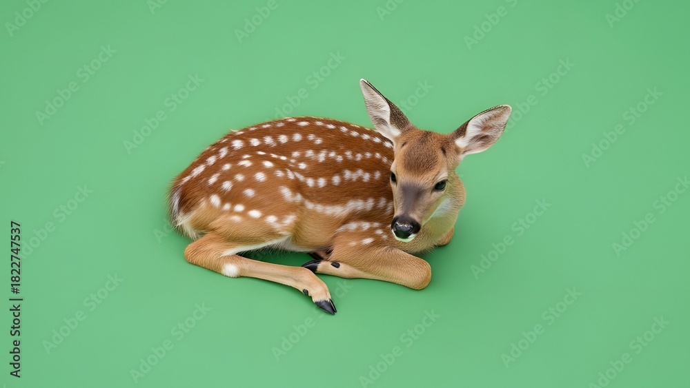 Obraz premium Flat lay of a deer fawn lying gently