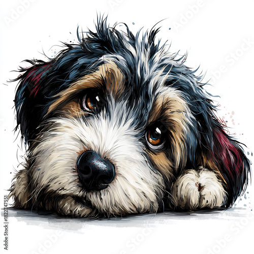 Cute Dog Watercolor Illustration Animal Pet Art