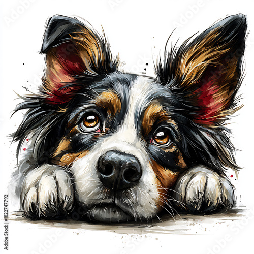 Cute Dog Watercolor Illustration Animal Pet Art