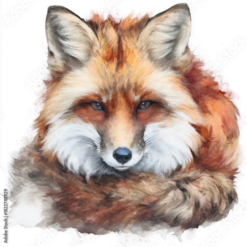 Watercolor Fox Illustration Cute Woodland Animal Art