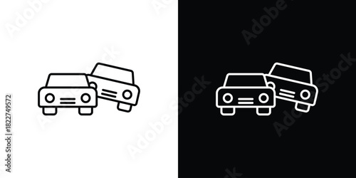 Accident icon outline set in black and white. thin line style.