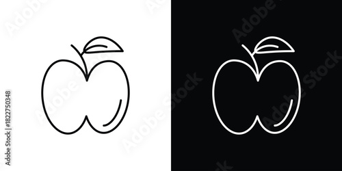 Apple icon outline set in black and white. thin line style.