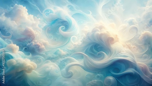 Whimsical Swirls of Celestial Cloudscape A Dreamlike Tapestry of Azure and Ivory Hues