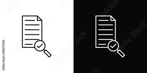 Audit icon outline set in black and white. thin line style.