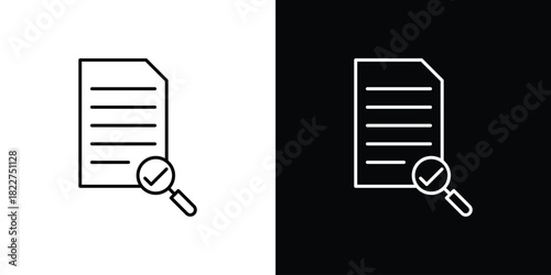 Audit report icon outline set in black and white. thin line style.