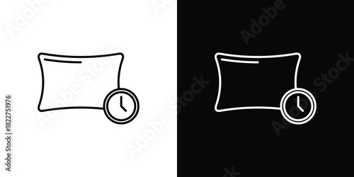Bedtime icon outline set in black and white. thin line style.