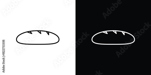 Bread loaf icon outline set in black and white. thin line style.